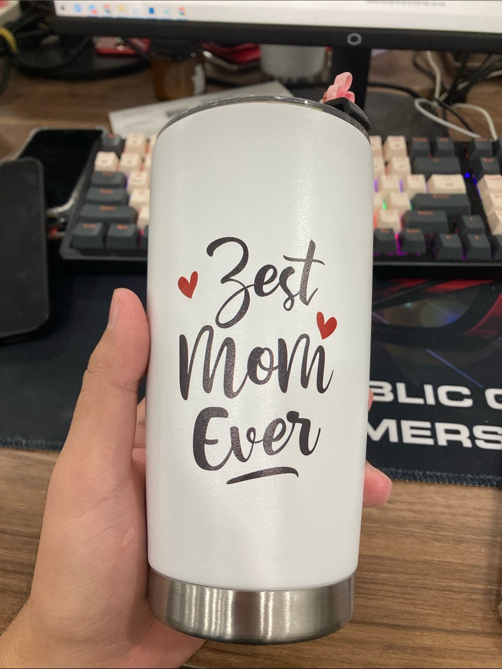 Zest Mom Ever White Stainless Travel Tumbler